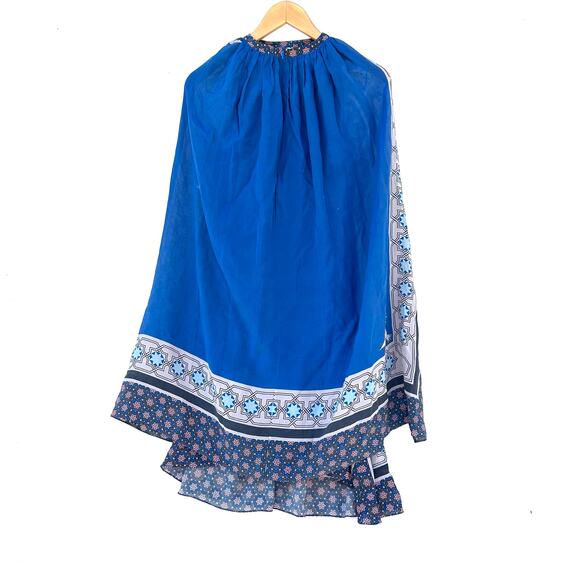 Carolina K Silk Mini Halter Short Cape Dress Blue Flowy Boho XS Cocktail - Picture 5 of 10